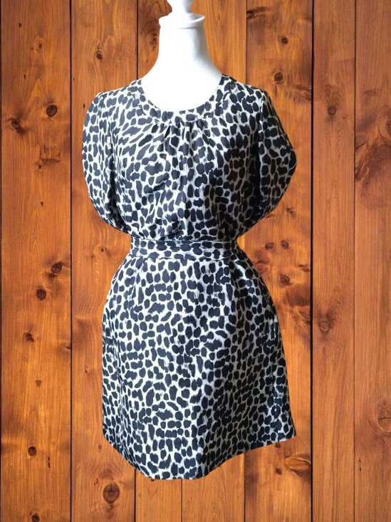 Kate Spade Women's Size 8 Dorothy Silk Leopard Print Cutout Back Belted Dress - Picture 2 of 11
